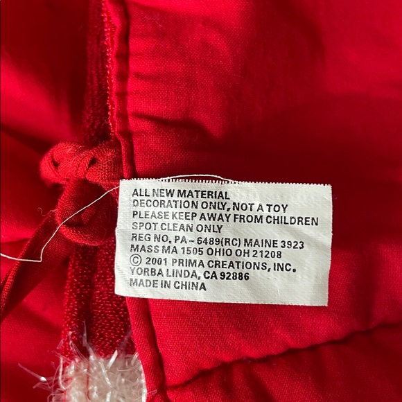 Red Santa Christmas Tree Skirt Stars & White Faux Fur Trim Prima Creations - Picture 8 of 12